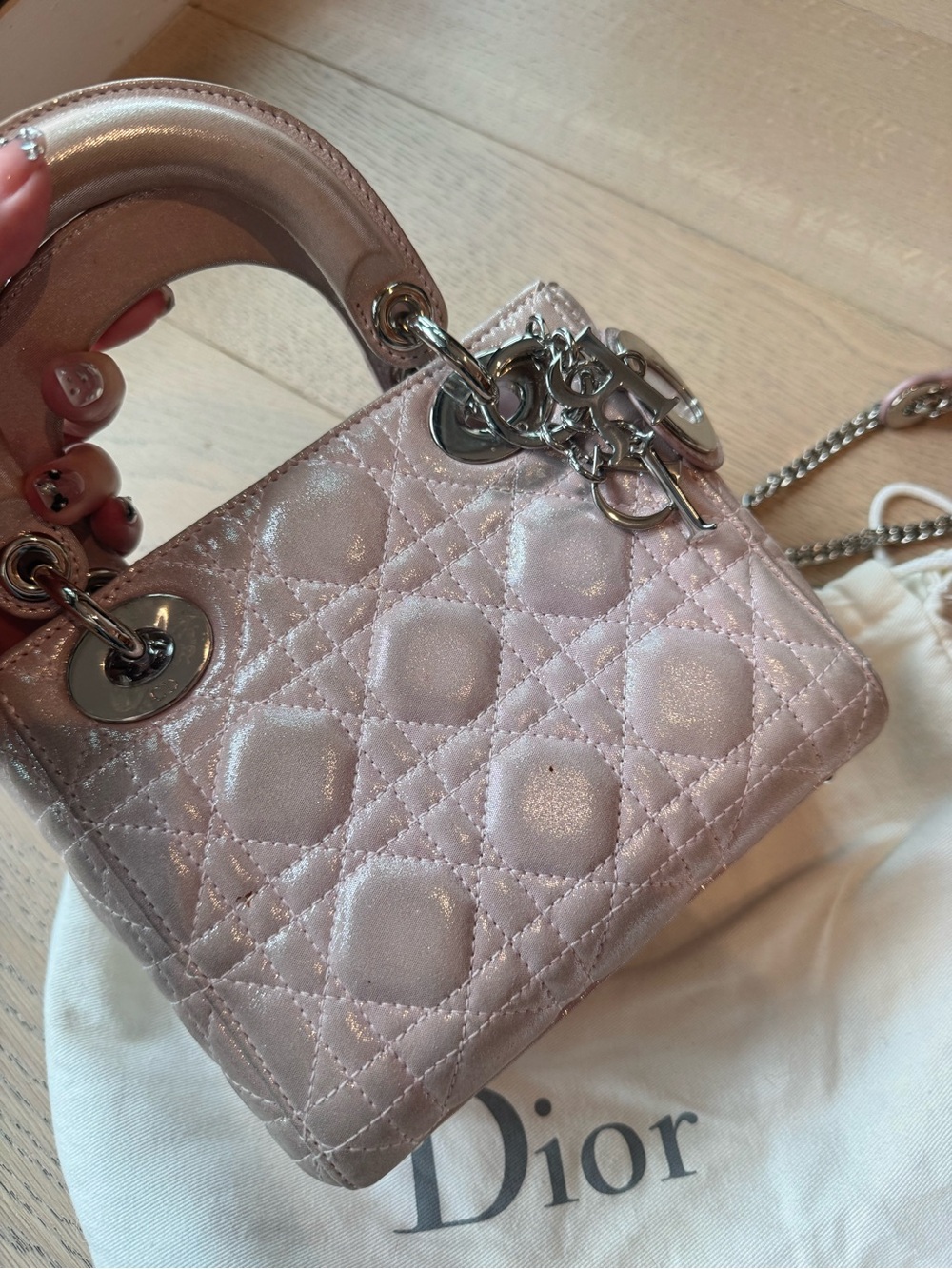 Dior Quilted Metallic Light Pink Crossbody Bag - Picture 2 of 12